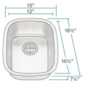 Aquacubic bon marché Factory Undermount 20/18 Gauge en acier inoxydable en acier de 18 pouces